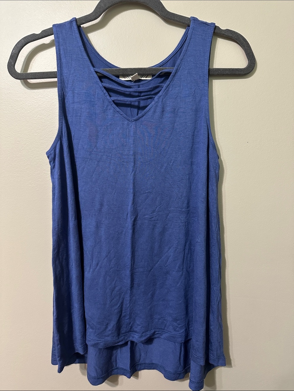 Pink Rose Royal Blue V-Neck Strappy Back Tank